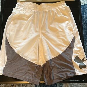 Under Armour White and Gray Performance Shorts